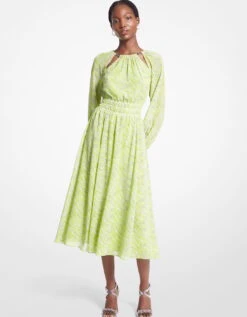 Michael Kors Zebra Print Georgette Midi Dress