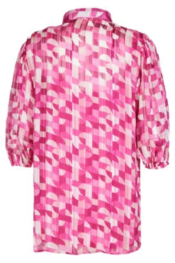 Geo Tile Balloon Sleeve Drop Hem Blouse -Berghaus Sales 900315263 alt2