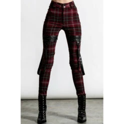 Women's Trousers KILLSTAR - Dead Resistance - Skinny Jeans - Blood Tartan