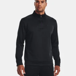 Under Armour Fleece 1/4 Zip Golf Sweater -Berghaus Sales Under Armour AW22 1 4 Zip Sweater 1373358 001 SWUND171 XL Black Black Model 1