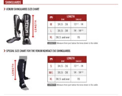 Venum Kontact Evo Shin Guards -Berghaus Sales VENUM SIZING CHART SHINGUARDS37