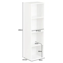 Hartleys White 4 Tier Cube Storage Unit & 4 Handled Box Drawers -Berghaus Sales White Background with Measurements474275 1 1