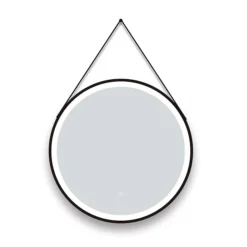 Arezzo Matt Black 600mm Round LED Illuminated Anti-Fog Bathroom Mirror -Berghaus Sales az47mb d1n