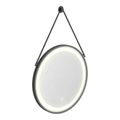 Arezzo Matt Black 600mm Round LED Illuminated Anti-Fog Bathroom Mirror -Berghaus Sales az47mb n d1