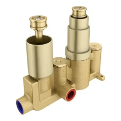 Arezzo Brushed Brass Square Modern Twin Concealed Shower Valve -Berghaus Sales azbbsvsqd1