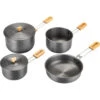 CAMPZ Aluminium Cooking Set With Bamboo Handles Grey/brown
