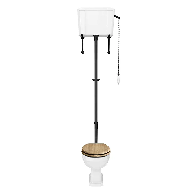 Carlton Matt Black Traditional High Level Toilet With Soft Close Seat 2 Carlton Matt Black Traditional High Level Toilet With Soft Close Seat - Image 2