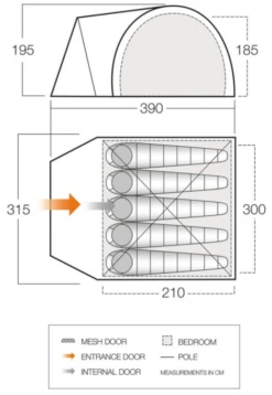 Vango Carron 500 Tent -Berghaus Sales carron 500 dimensions image