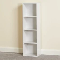 Hartleys White 4 Tier Cube Storage Unit & 4 Handled Box Drawers -Berghaus Sales er White Cube Unit on Wooden Floor474274 1 1