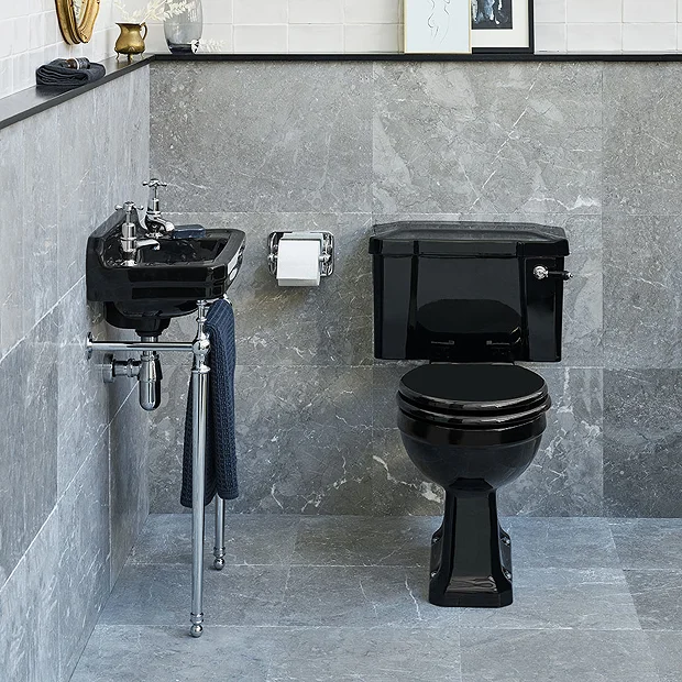 Burlington Jet Black Close Coupled WC With 520mm Lever Cistern 1 Burlington Jet Black Close Coupled WC With 520mm Lever Cistern