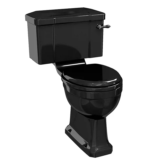 Burlington Jet Black Close Coupled WC With 520mm Lever Cistern 2 Burlington Jet Black Close Coupled WC With 520mm Lever Cistern - Image 2