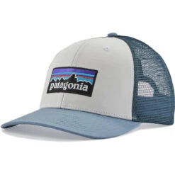 Patagonia P-6 Logo Trucker Hat White W/light Plume Grey
