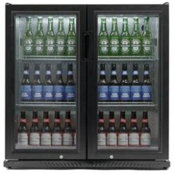 Premium Gastroline Commercial Double Door Drinks Fridge Hinged Doors 216L