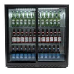 Premium Gastroline Commercial Double Door Drinks Fridge Sliding Doors 216L
