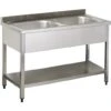 Italinox Premium 1200mm Twin Bowl Stainless Steel Sink With Undershelf